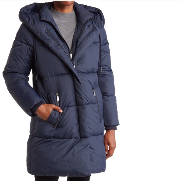 Michael Kors Missy 3/4 Puffer Jacket In Midnight Blue - New With Tag - Reemoly - Picture 1 of 15